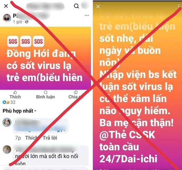 Thông tin trẻ mắc virus lạ ở Đồng Hới là sai sự thật