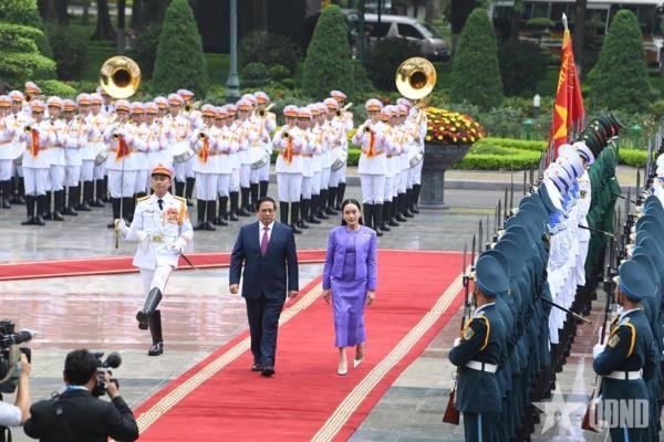 Thủ tướng Phạm Minh Chính chủ trì Lễ đón Thủ tướng Thái Lan thăm chính thức Việt Nam