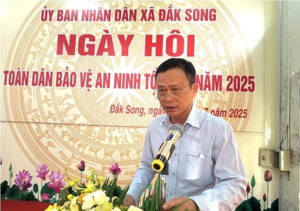Công an xã Đắk Song tham mưu tổ chức Ngày hội toàn dân bảo vệ ANTQ năm 2025 tại bon Bu Jri