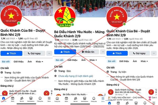 Cảnh báo lừa đảo qua các trang facebook Duyệt binh nhí mừng Quốc khánh 2-9