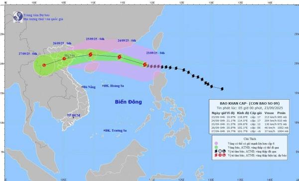 Siêu bão số 9 giật trên cấp 17, vượt qua Yagi, hướng vào Bắc Bộ