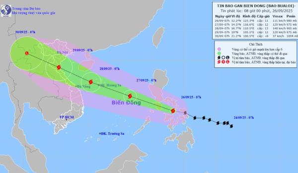 Tin mới nhất bão Bualoi: Tốc độ nhanh khó hiểu, có thể đổi hướng khi vào biển Bắc Trung Bộ
