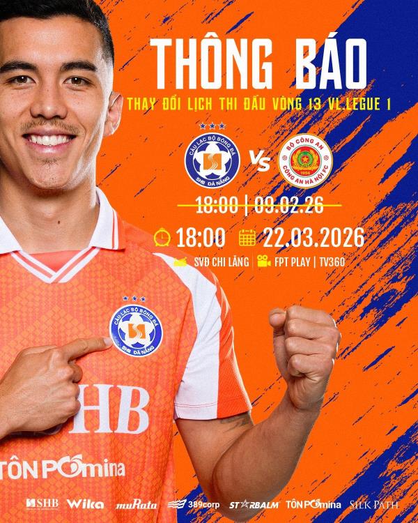 Dời trận SHB Đà Nẵng vs Công an Hà Nội trên sân Chi Lăng sang 22-3