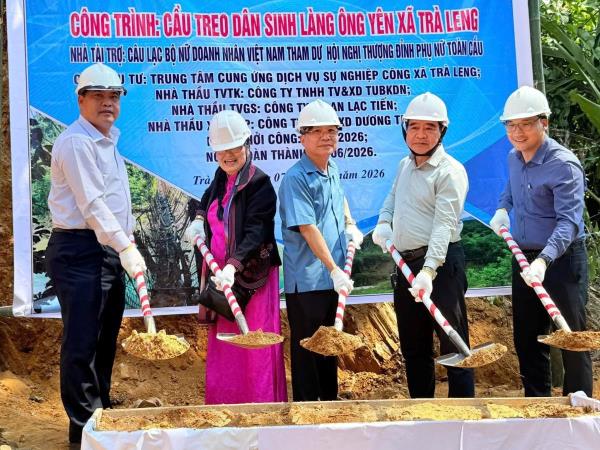 Trà Leng khởi công cầu treo dân sinh tại làng Ông Yên