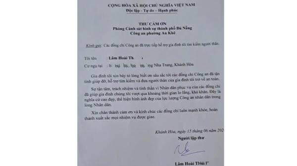 Người dân gửi thư cảm ơn Công an