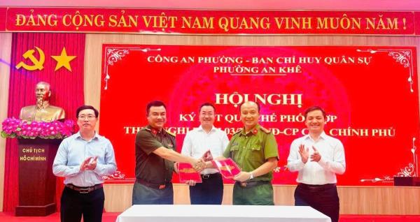 Công an và Ban Chỉ huy Quân sự phường An Khê ký kết Quy chế  phối hợp bảo đảm ANTT