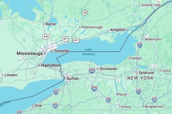 Google Maps đổi tên hồ Ontario thành hồ Mỹ