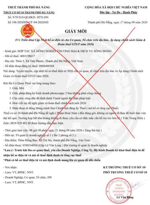 Cảnh báo thủ đoạn giả mạo Giấy mời của cơ quan Thuế để lừa đảo người nộp thuế