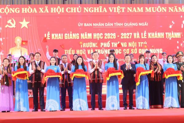 Khánh thành trường phổ thông nội trú liên cấp tại các xã biên giới Quảng Ngãi, Gia Lai