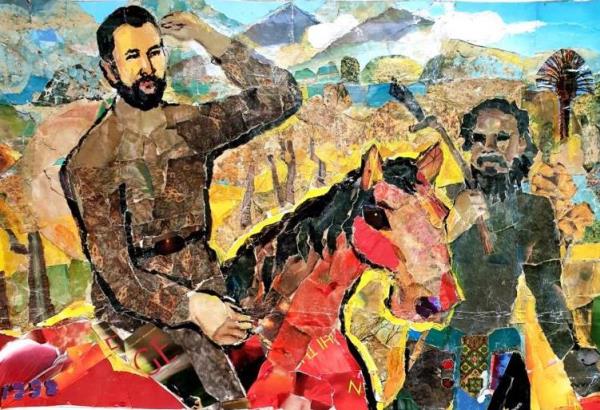 Họa sĩ Vi Quốc Hiệp với chân dung Nhà bác học Yersin bằng nghệ thuật xé giấy