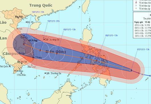 Siêu bão Haiyan đang tiến nhanh vào Biển Đông
