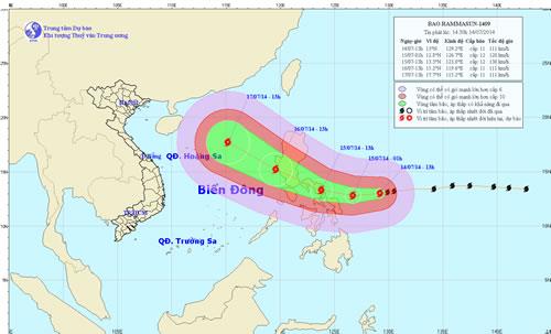 Bão Rammasun hướng vào biển Đông